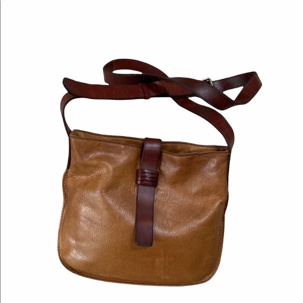 lucky brand crossbody leather bag 9.5”x7.5” brown